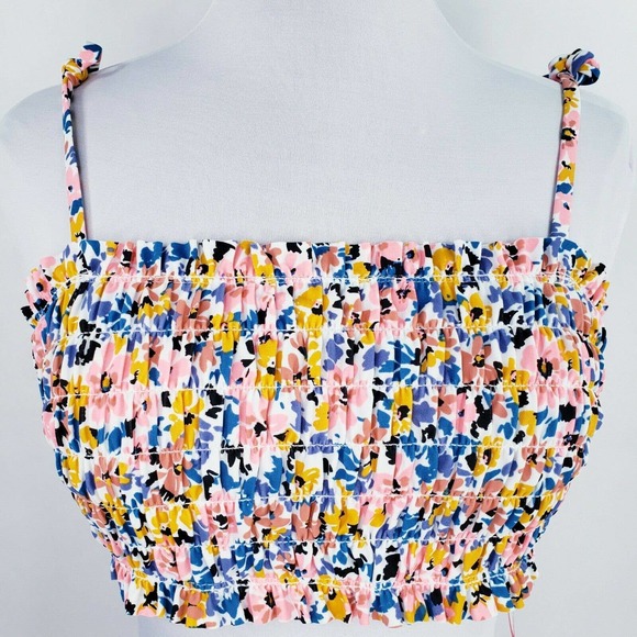 Xhilaration Smocked Bandeau Bikini Top Jrs 1 Wmns 00 Strappy Floral Swimwear - Picture 5 of 10
